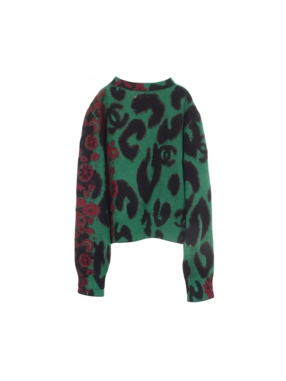 Chanel Knit CC Logo Button All Over Print Cashmere Sweater